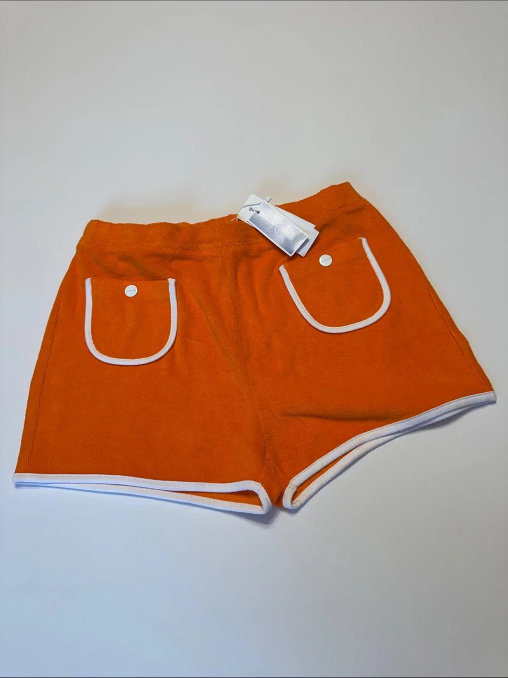 Jacadi Orange Terry Shorts with White Trim